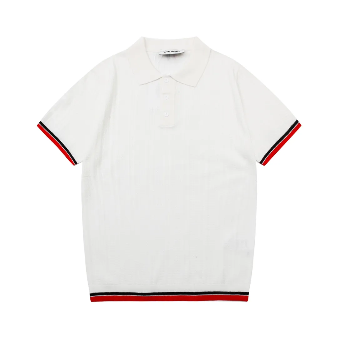 Thom Browne ➡️ POLO ， Retro Same Style Polo Versatile : White Size：M-3XL